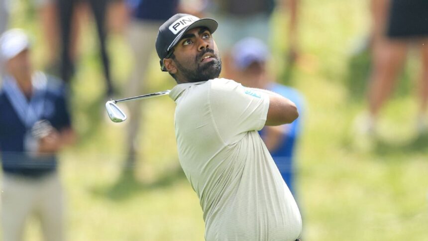 Theegala, en la cuerda floja: Lesión de cuello pone en duda su participación en el PGA Championship