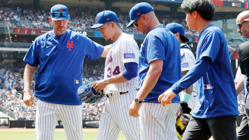 Senga de los Mets Abandona Juego vs. Nacionales por Lesión en la Pierna