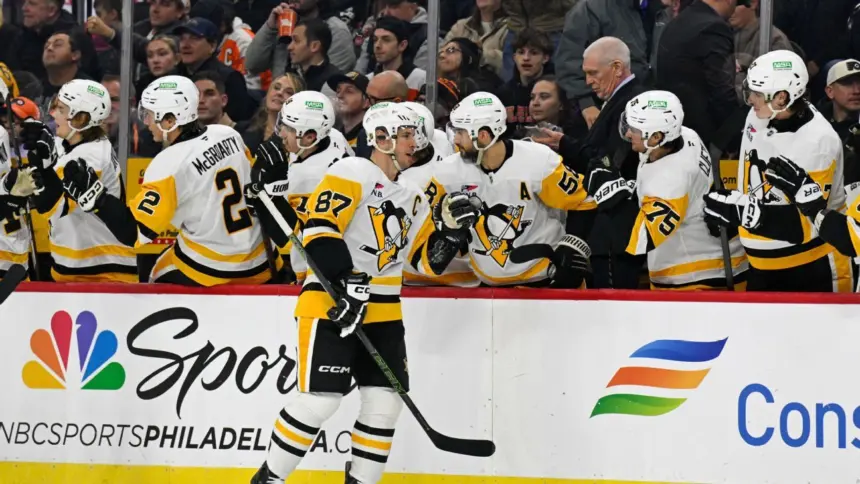 Crosby cerca del récord de Lemieux: Doblete ante Flyers y cacería de puntos
