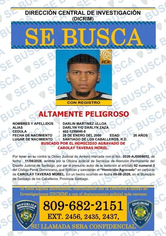 Buscan a Darlyn Zaza por muerte de joven en Santiago tras incidente