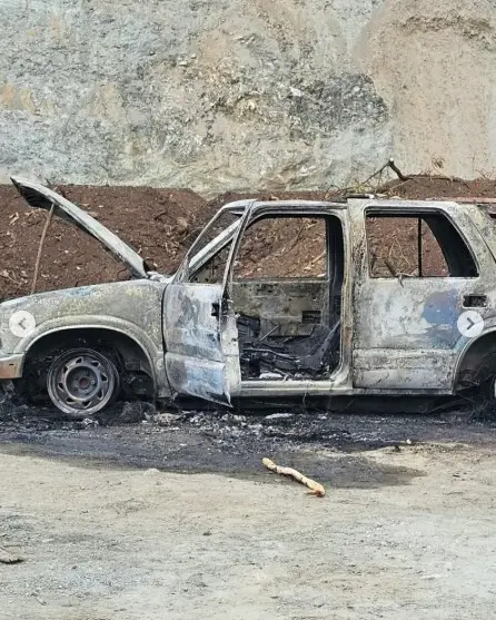 Hallan hombre calcinado en vehículo incendiado en mina de La Vega