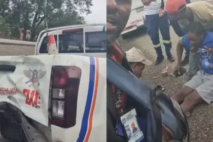 Accidente en Autopista Duarte: motociclista impacta unidad de Comipol en Bonao