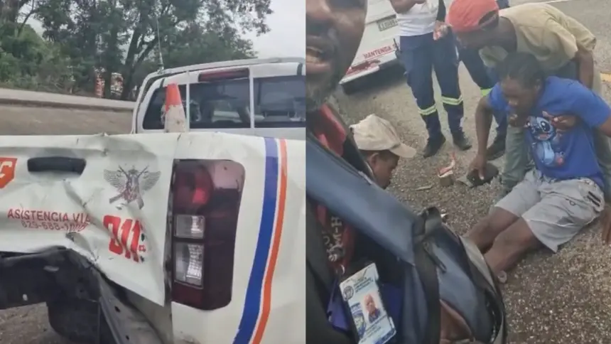 Accidente en Autopista Duarte: motociclista impacta unidad de Comipol en Bonao