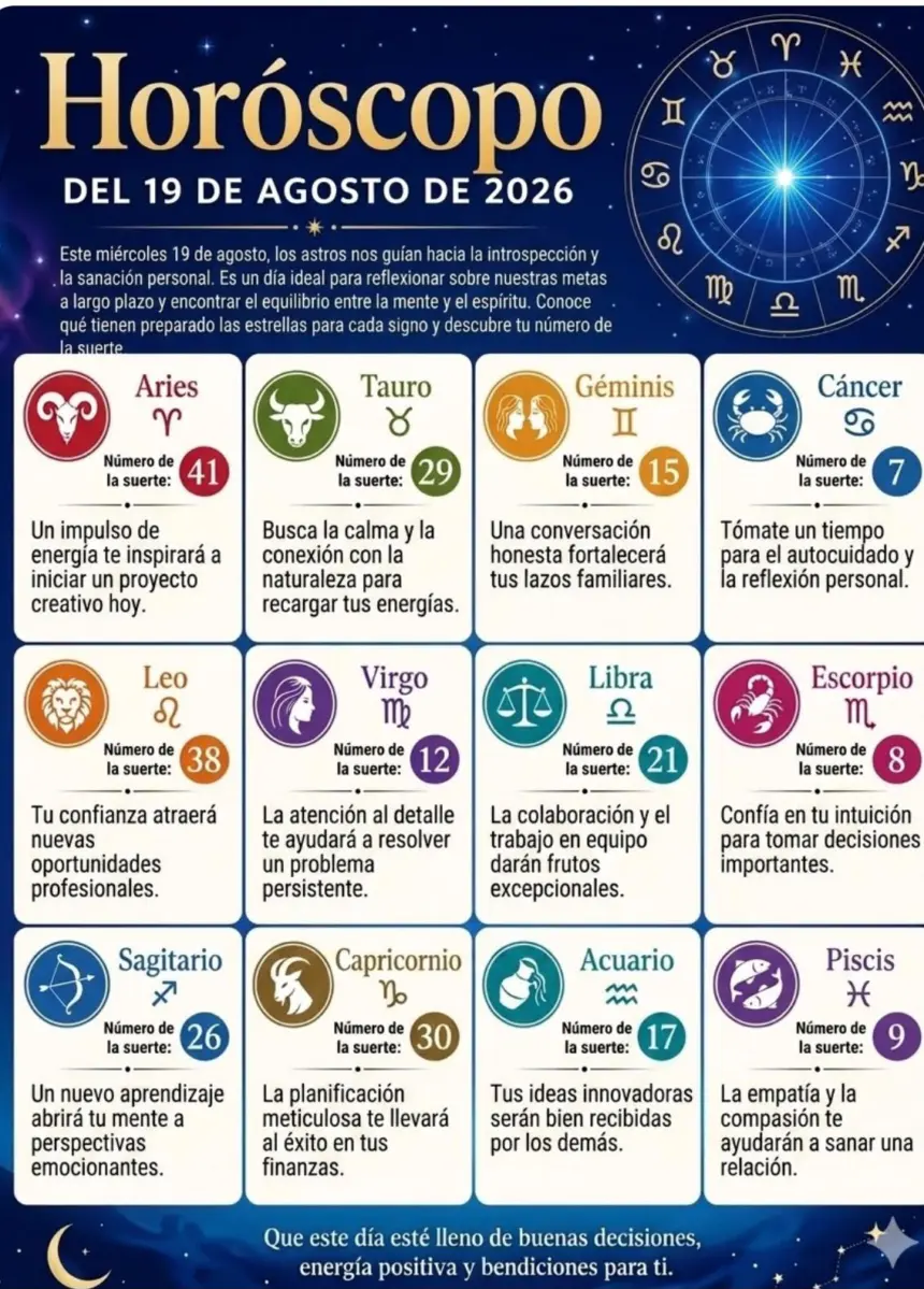 Horóscopo 19 de agosto 2026: predicciones y suerte para cada signo