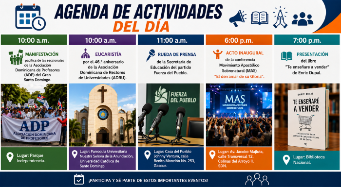 Agenda de eventos y actividades destacadas en Santo Domingo hoy 20 agosto