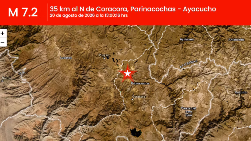 Sismo de magnitud 7.2 sacude Ayacucho sin reporte de daños graves 1 Sismo de magnitud 7.2 sacude Ayacucho sin reporte de daños graves