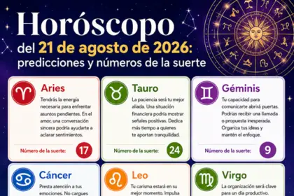 Horóscopo 21 de agosto 2026: Predicciones y números de la suerte