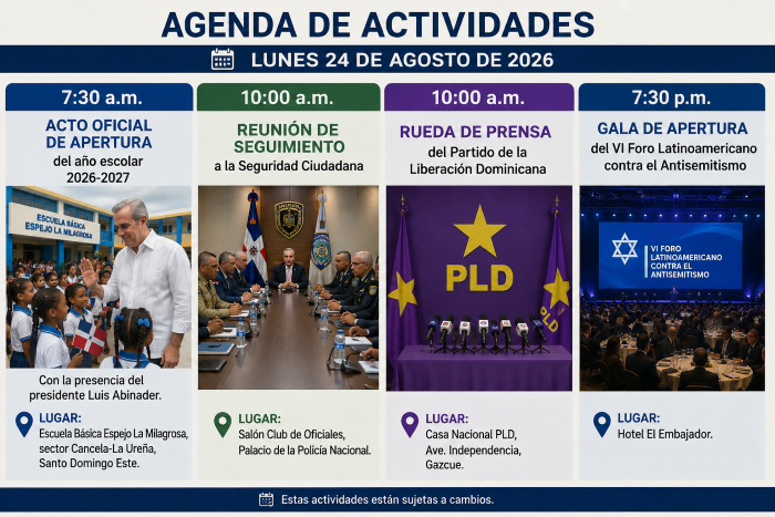 Agenda del día: eventos destacados en República Dominicana este lunes