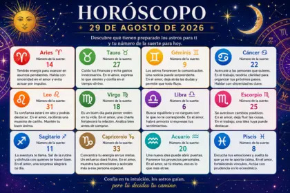 Horóscopo 29 de agosto 2026: predicciones y números de la suerte hoy