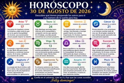 Horóscopo 30 de agosto 2026: números de la suerte para hoy