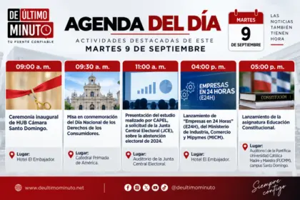 Agenda de eventos destacados en Santo Domingo este miércoles 9 de septiembre