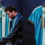 Messi presenta la camiseta oficial para su despedida de Argentina