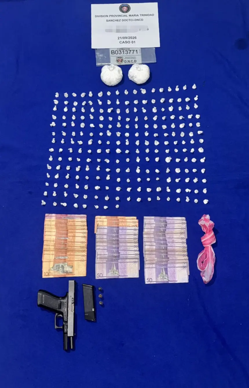 DNCD incauta cocaína y arma de fuego a menor en operativo en Nagua