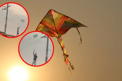 Niños en peligro al volar chichiguas en puente de la Máximo Gómez