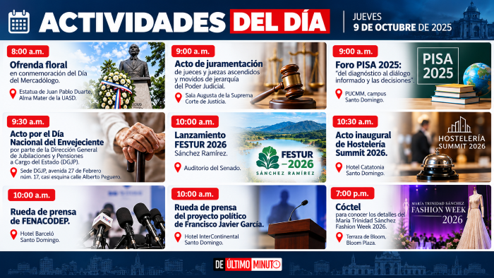 Agenda de eventos destacados en Santo Domingo este 1 de octubre 2026