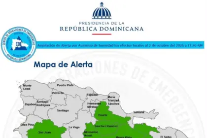COE emite alerta verde en 10 provincias y el Distrito Nacional por lluvias