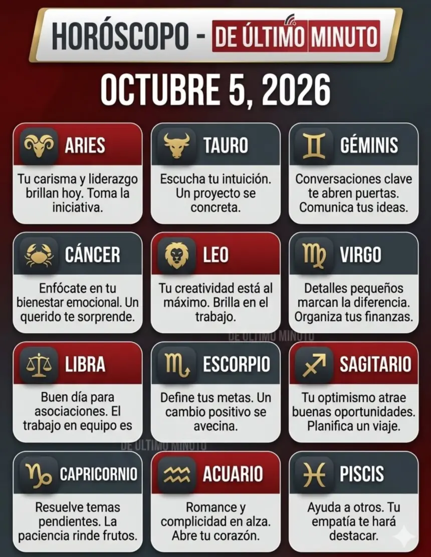 Horóscopo 5 de octubre 2026: predicciones para todos los signos del zodiaco