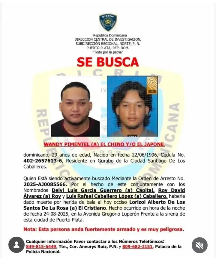 Buscan a El Chino por homicidio en Puerto Plata bajo orden de arresto