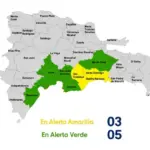 COE emite alerta amarilla y verde en ocho provincias por fuertes lluvias