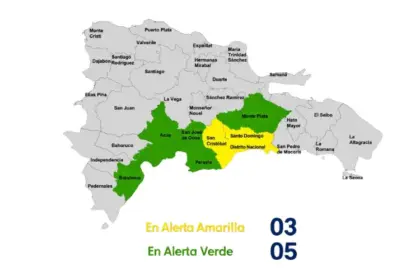 COE emite alerta amarilla y verde en ocho provincias por fuertes lluvias