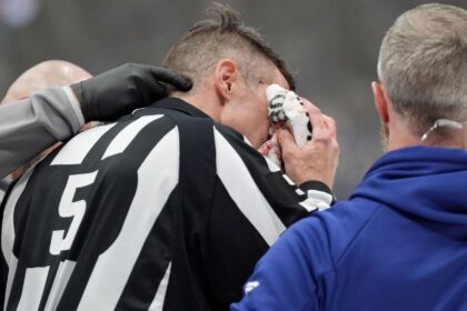 Rooney Bleeds: Referee Exits Maple Leafs vs. Panthers Game Due to Stick.