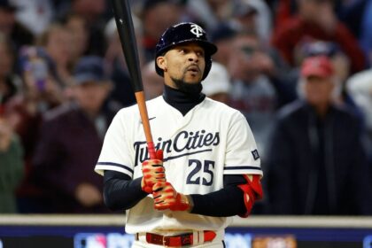 Twins: Byron Buxton, out of the lineup after being hit by a pitch; Bader replaces him