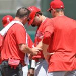 Schanuel, Angels' 1B, leaves game after being hit by pitch