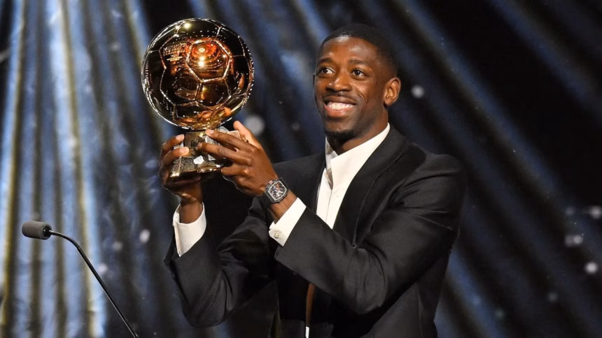Mbappé and Messi celebrate Dembélé's Ballon d'Or