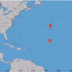 Storms Hanna and Fay move across the Atlantic with no danger to land