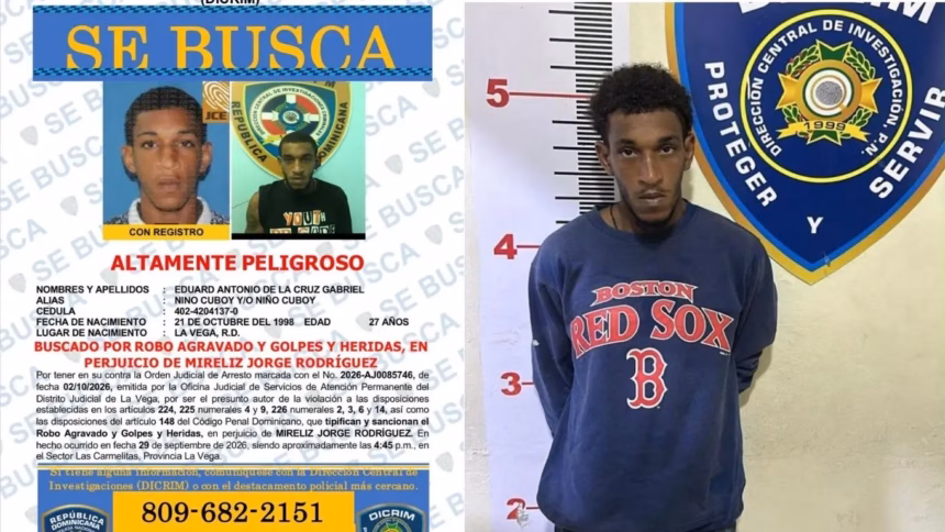 Niño Coboy turns himself in to the police in La Vega after being wanted for robbery